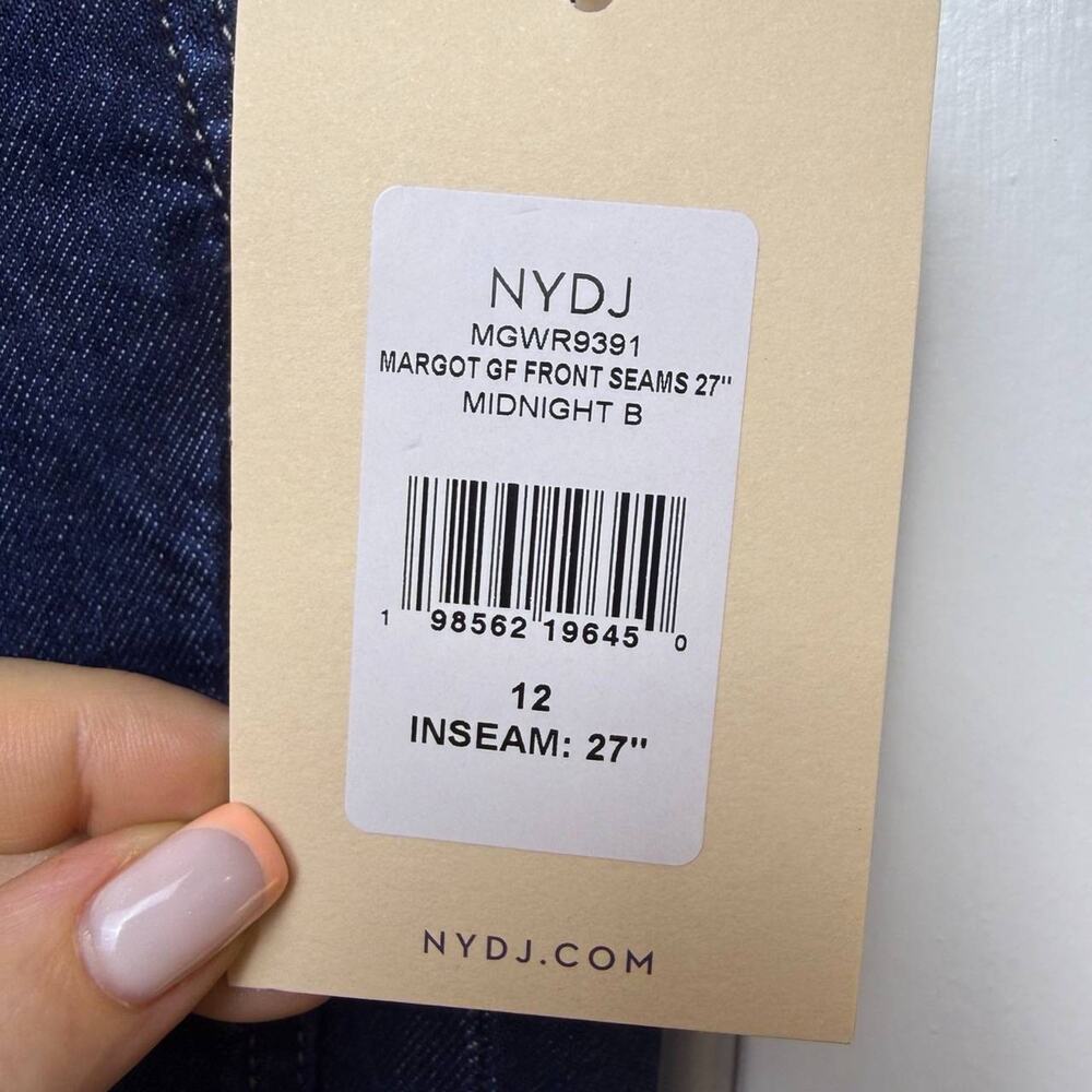 NYDJ Margot Girlfriend Front Seam Ankle Jeans Womens Size 12 Dark Blue Midnight - Picture 3 of 11